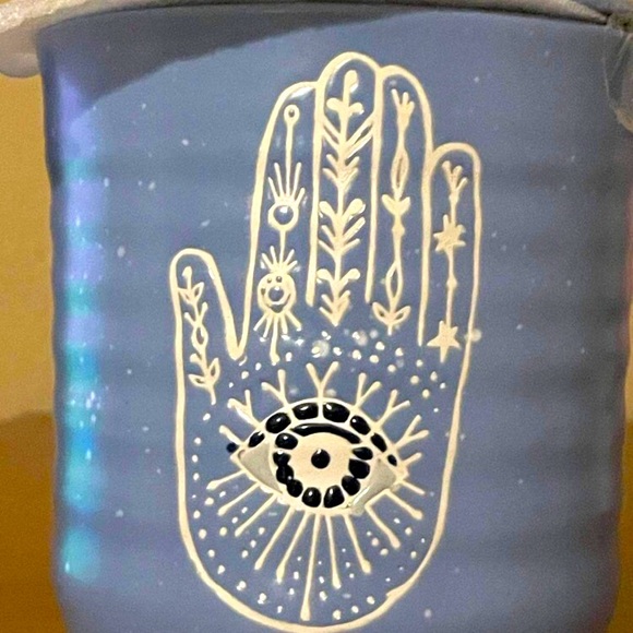 Anthropologie Other - Hamsa ceramic canister speckled with lid